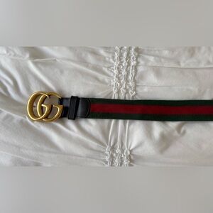 Gucci Marmont Belt with Green and Red Stripe